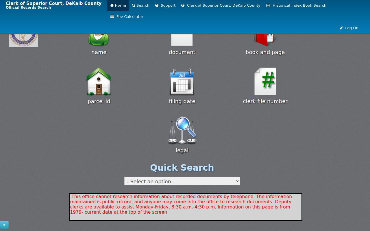 DeKalb County people search routes in Landmark official records