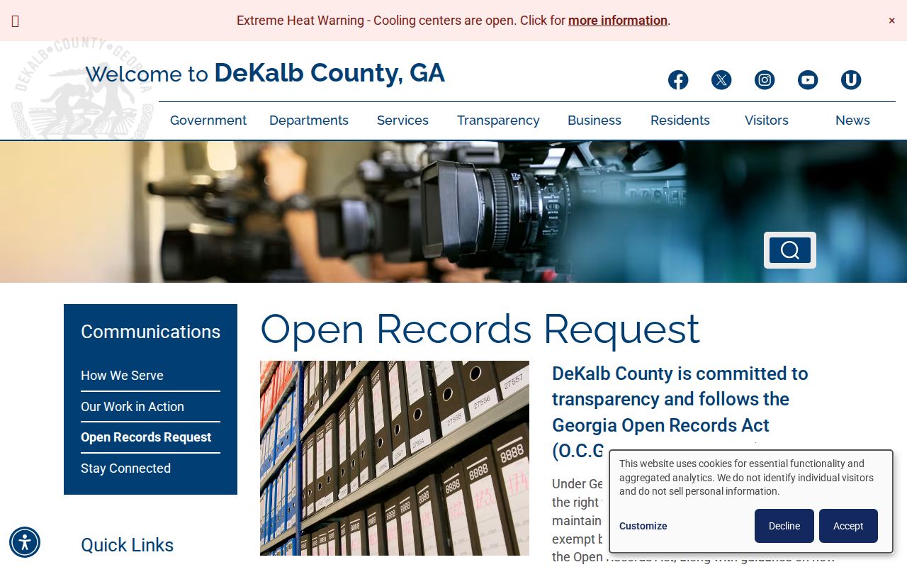 DeKalb County public records request instructions and response rule