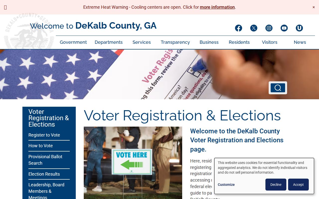 DeKalb County voter registration records office services and contacts