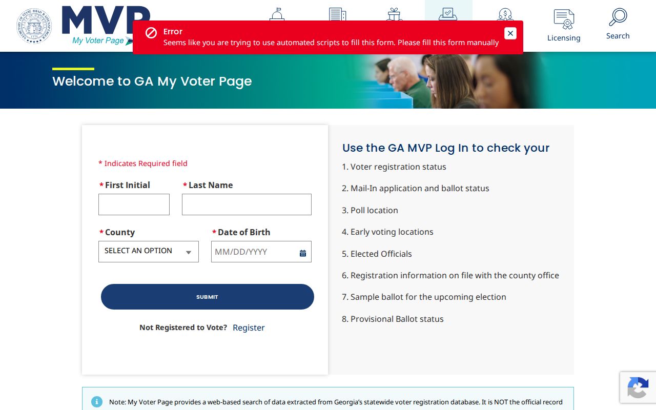 DeKalb County voter registration records lookup fields in Georgia MVP